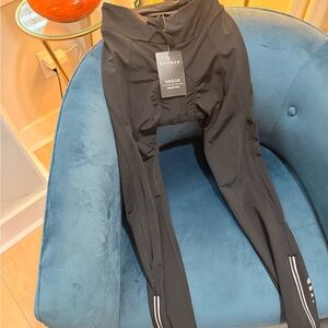 Biking Black High-Waisted Leggings with White Stripes